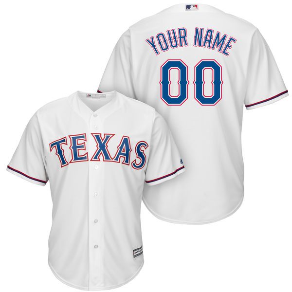Men Texas Rangers Majestic White Home Cool Base Custom MLB Jersey